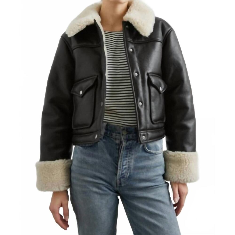 NEW RAILS imani cropped jacket in black ivory